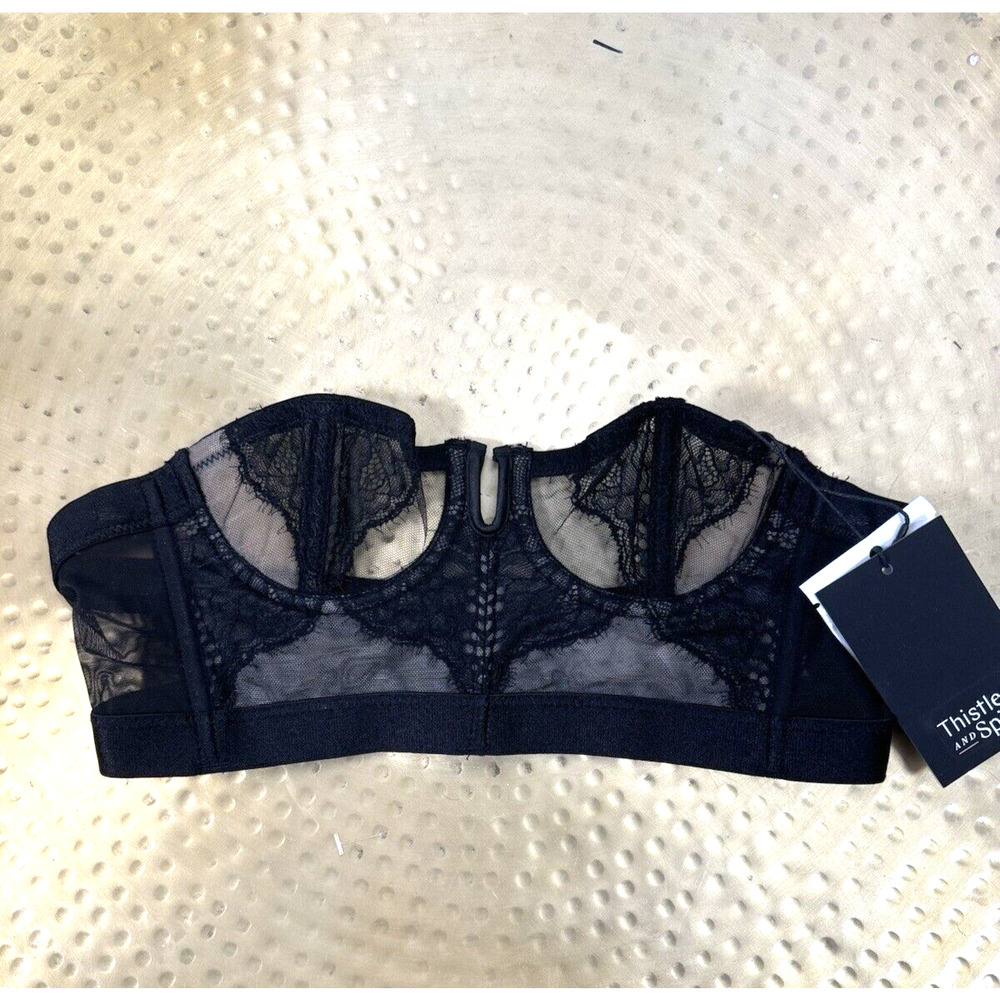 NWT Thistle and Spire Black Mesh Whimsygoth Coquette Sexy Vixen Vamp Bra 32A